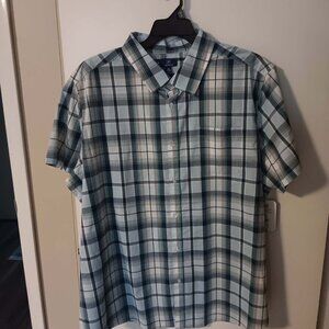Men's short sleeve shirt by George blue plaid3XL(54-56) NWT